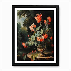 Baroque Floral Still Life Geranium 3 Art Print