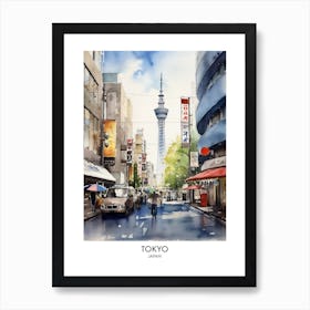 Tokyo Japan Watercolour Travel Poster 3 Art Print