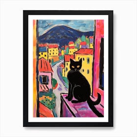 Painting Of A Cat In Perugia Italy 2 Art Print