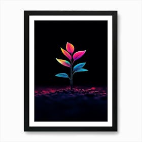 Colorful Tree In The Dark Art Print