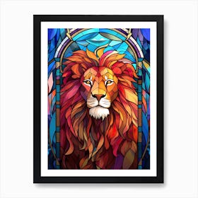 Lion Art Painting Stained Glass Style 4 Art Print