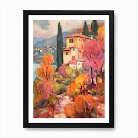 Autumn Gardens Painting Villa Carlotta Italy 3 Art Print