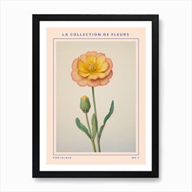 Portulaca 2 French Flower Botanical Poster Art Print