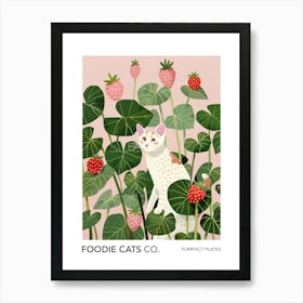 Foodie Cats Co Cat And Strawberries 1 Art Print