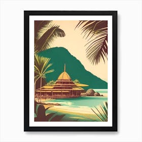 Koh Mak Thailand Vintage Sketch Tropical Destination Art Print