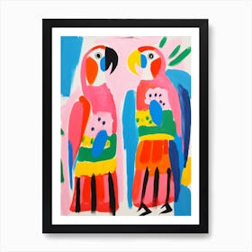 Colourful Kids Animal Art Macaw 3 Art Print