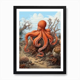 Octopus Exploring Surroundings 6 Art Print