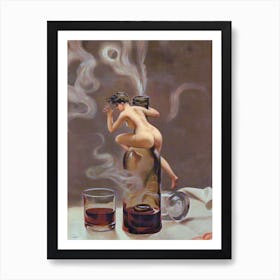 Le Vin Ginguet - Famous Cover Painting by Luis Ricardo Falero, Nude Witchy Sprite Fairy Pagan Gothic Cool 2 Art Print