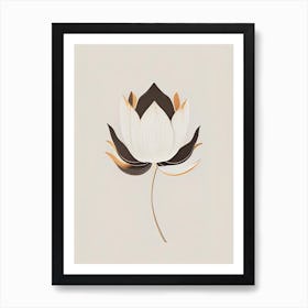 Amur Lotus Retro Minimal 1 Art Print