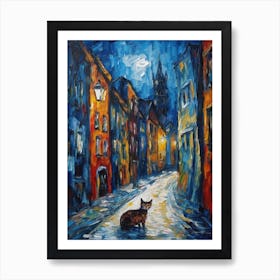 Painting Of London With A Cat In The Style Of Expressionism 3 Art Print