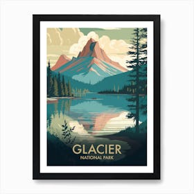 Glacier National Park Vintage Travel Poster 15 Art Print