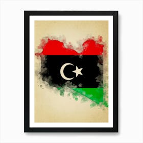 Libya Flag Vintage Art Print