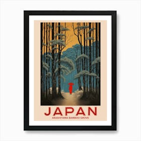 Arashiyama Bamboo Grove, Visit Japan Vintage Travel Art 1 Art Print