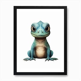 Watercolour Jungle Animal Baby Komodo Dragon 1 Art Print