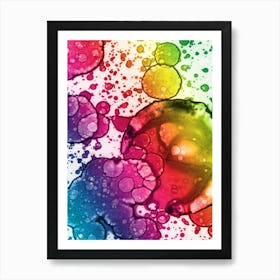 Watercolor Abstraction A Rainbow Of Raindrops Art Print