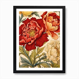 Peony Flower Pattern Art Print