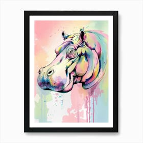 Colorful Hippo Art Print