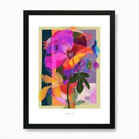 Geranium 2 Neon Flower Collage Poster Art Print