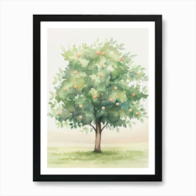 Orange Tree Atmospheric Watercolour Painting 2 Art Print