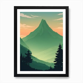 Misty Mountains Vertical Composition In Green Tone 66 Art Print