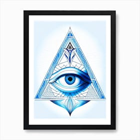 Pineal Gland, Symbol, Third Eye Blue & White 6 Art Print