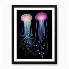 Comb Jellyfish Neon 3 Art Print