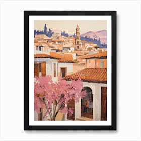 Granada Spain 2 Vintage Pink Travel Illustration Art Print