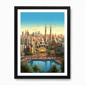 Barcelona Pixel Art 4 Art Print