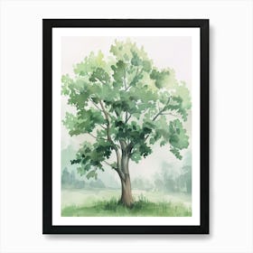 Paulownia Tree Atmospheric Watercolour Painting 7 Art Print