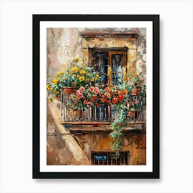 Balcony View Painting In Barcelona 4 Art Print