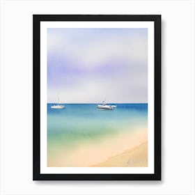 Plage De Paloma, Saint Jean Cap Ferrat, France Watercolour Art Print