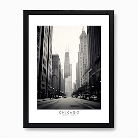 Poster Of Chicago, Black And White Analogue Photograph 3 Art Print