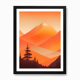 Misty Mountains Vertical Composition In Orange Tone 54 Art Print