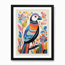 Colourful Scandi Bird Puffin 3 Art Print