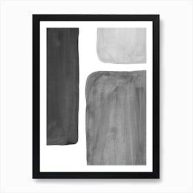 Black and white Watercolor colorblocks Art Print