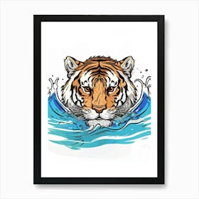 Tiger In The Water 3 Art Print