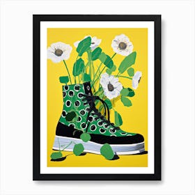 Blossom on the Move: Sneakers Adorned with Flowers Art Print