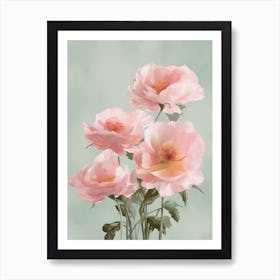 Roses Flowers Acrylic Painting In Pastel Colours 2 Art Print