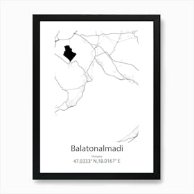 Balatonalmadi,Hungary Minimalist Map Art Print