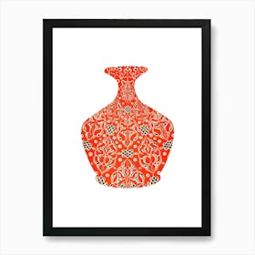 Vintage orange vase artwork Art Print