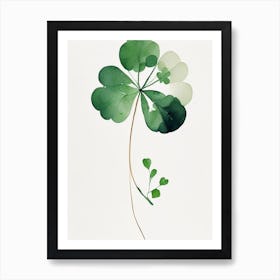 White Clover Leaf Minimalist Watercolour 3 Art Print