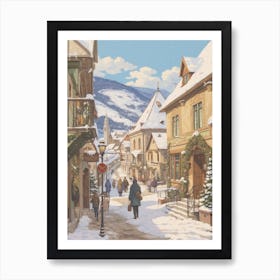 Vintage Winter Illustration Transylvania Romania 3 Art Print