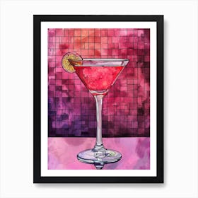 Porn Star Martini Cocktail Watercolour 2 Affiche