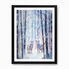 Winter Watercolour Lynx 3 Art Print