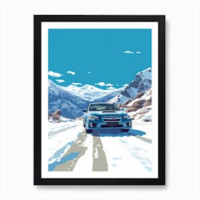 A Subaru Impreza In The Route Des Grandes Alpes Illustration 4 Art Print