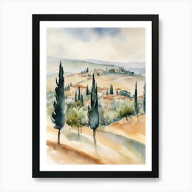 Abstract Tuscany Landscape Watercolor 4 Art Print