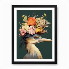 Bird With A Flower Crown Green Heron 1 Art Print