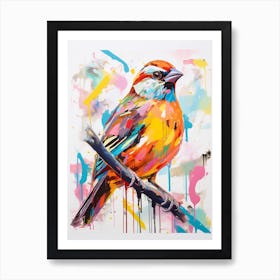 Colourful Bird Painting Sparrow 4 Art Print