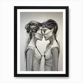 Two Women Kissing Art Print