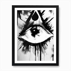 Abstract Expression, Symbol, Third Eye Black & White 1 Art Print